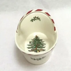Spode Christmas Tree Candy Basket, 6.5-Inch Candy Bowl With Peppermint Handle, Earthenware Christmas Gift, Festive Holiday Serveware -Spode GUEST 2a66864e 2b0a 4d07 a13d 95e0cd85b714