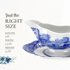 Spode Blue Italian 9 Oz Gravy Boat And Saucer, Earthenware Sauce Boat With Large Handle, Classic Countryside Design, Dishwasher & Microwave Safe -Spode GUEST 2ac4c573 cae2 4cba b9ee 348b6445c6ec