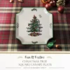 Spode Christmas Tree Canape Plate - 8" Holiday Serving Dish - Fine Porcelain With Red Border, Dishwasher Safe - Ideal Christmas Tableware