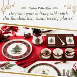 Spode Christmas Tree Lazy Susan - Tartan Plaid, Non Skid 360 Degree Rotation, Holiday Space Saver For Kitchen, Cabinet, Pantry -Spode GUEST 2b694cb2 e055 496f 9eea 3de1c3554ba6