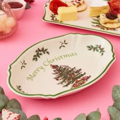 Spode Christmas Tree Oval Festive Tray - 6-Inch Rectangular Earthenware Serving Tray, Holiday Tableware - Dishwasher, Microwave, Oven Safe -Spode GUEST 2b9a4d24 1ae2 4ed1 952b 4f5df625adef