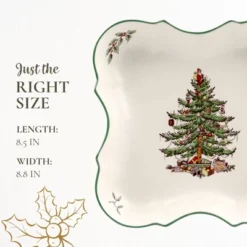Spode Christmas Tree Devonia Tray - 8.5 Inch Festive Serving Bowl In Fine Earthenware For Salad, Pasta, Fruit - Microwave, Dishwasher, Oven Safe -Spode GUEST 2d52126d 07d5 4c4e 9870 d6d0dde5612f