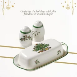 Spode Christmas Tree 3-Piece Hostess Set - Butter Dish With Lid, Salt Shaker, Pepper Shaker - Dishwasher Safe Collectible Gift Set -Spode GUEST 30e35ab0 2cc2 4756 b0c1 2df521dd211a