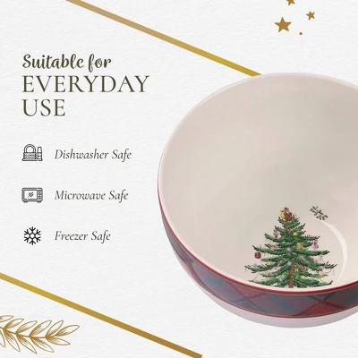 Spode Christmas Tree Tartan Rice Bowl - Soup Bowls For The Holidays, Christmas Kitchen Bowls - Ceramic Cereal Bowl - 6-Inch 7 Spode Christmas Tree Tartan Rice Bowl - Soup Bowls For The Holidays, Christmas Kitchen Bowls - Ceramic Cereal Bowl - 6-Inch - Image 5