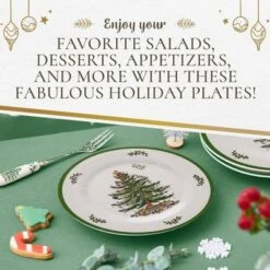 Spode Christmas Tree Melamine Salad Plate (Set Of 4) - 8 Inch Shatterproof Serving Plate - Festive Tableware, Dishwasher Safe Dinnerware -Spode GUEST 377c41b3 e8cf 445e 9def 041f511be17e