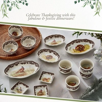Spode Woodland Turkey Oval Fluted Dish - Porcelain Thanksgiving Tray, Serve Appetizers Or Desserts, 6 In - Oven, Microwave, Freezer Safe 6 Spode Woodland Turkey Oval Fluted Dish - Porcelain Thanksgiving Tray, Serve Appetizers Or Desserts, 6 In - Oven, Microwave, Freezer Safe - Image 4