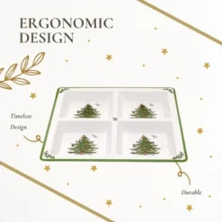 Spode Christmas Tree Melamine 4-Section Tray, 13.5-Inch Divided Holiday Serveware For Nuts, Candy, Condiments - Festive Tableware -Spode GUEST 38b86de5 cf57 4adc 895f ab0af3b4c4a0