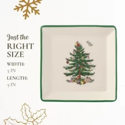 Spode Portmeirion Christmas Tree Tidbit Square Plates (Set Of 4) - 5" Ceramic Plates For Canapés, Sweets, And Desserts - Dishwasher, Microwave, Freezer Safe -Spode GUEST 38f27567 6a2c 407a 87cf 4b61642072c4
