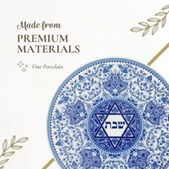 Spode Judaica Round Challah Tray, Traditional Blue & White Floral Star Of David Design - 11.5-Inch Fine Porcelain, Dishwasher Safe -Spode GUEST 3a8081e0 10e0 48fc bbbe f90880ebe7af