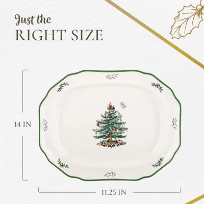 Spode Christmas Tree Sculpted Octagonal Platter - 14-Inch - Dishwasher And Microwave Safe Christmas Dinnerware With Iconic Tree Design 8 Spode Christmas Tree Sculpted Octagonal Platter - 14-Inch - Dishwasher And Microwave Safe Christmas Dinnerware With Iconic Tree Design - Image 6