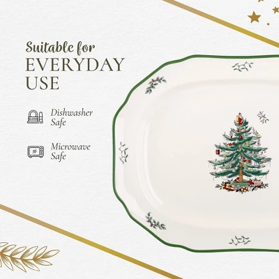 Spode Christmas Tree Sculpted Octagonal Platter - 14-Inch - Dishwasher And Microwave Safe Christmas Dinnerware With Iconic Tree Design 7 Spode Christmas Tree Sculpted Octagonal Platter - 14-Inch - Dishwasher And Microwave Safe Christmas Dinnerware With Iconic Tree Design - Image 5