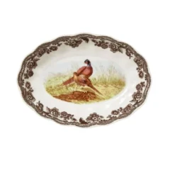 Spode British Flowers Collection 6" Oval Fluted Dish - Pheasant Illustration, Rustic Serving - Porcelain, Dishwasher & Oven Safe -Spode GUEST 3e8a8ac1 ef16 4054 aa0e 7f21d12118e0