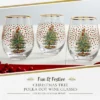 Spode Christmas Tree 19 Fl. Oz. Stemless Wineglass (Set Of 4), Polka Dot - Elegant Tumblers & Decorative Wine Glasses For Holiday Entertaining