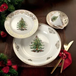 Spode Christmas Tree Gold Salad Plate, 8-Inch Porcelain Dinner & Appetizer Plate, Microwave & Dishwasher Safe, Festive Collectible Seasonal Plate -Spode GUEST 42a6e6bc 020d 4b01 9352 b0c21ce6314d