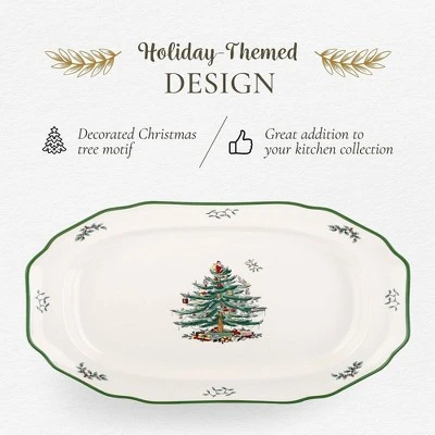 Spode Christmas Tree Sculpted Octagonal Platter - 14-Inch - Dishwasher And Microwave Safe Christmas Dinnerware With Iconic Tree Design 4 Spode Christmas Tree Sculpted Octagonal Platter - 14-Inch - Dishwasher And Microwave Safe Christmas Dinnerware With Iconic Tree Design - Image 2