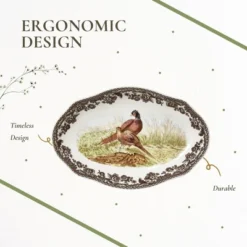 Spode Woodland Pheasant Pickle Dish - 8.5" Porcelain Tray With British Flowers Border & Scalloped Edge, Microwave, Dishwasher, Oven & Freezer Safe -Spode GUEST 498961f6 7bcf 4846 89c7 819c0c902c9d