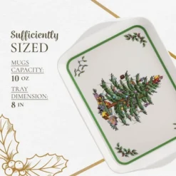 Spode Christmas Tree Nutcracker 10oz Mug & 8" Tray Set (3-Piece Set) - Festive Porcelain Mugs With Melamine Tray, Dishwasher & Microwave Safe -Spode GUEST 4b3df573 9c85 4cef 9404 37664361b06f