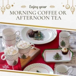 Spode Christmas Tree Polka Dot Stackable Mugs, Set Of 4 - Festive 10oz Mugs, Dishwasher, Microwave, Freezer Safe - Fine Earthenware Holiday Mugs -Spode GUEST 4d8431af 5218 4e88 87c8 9ac34b2ece26