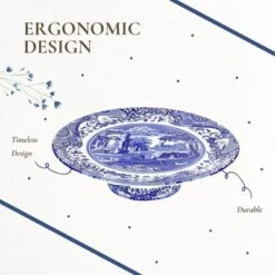 Spode Blue Italian Footed Cake Plate - 10.5" Porcelain Dessert Display Stand With Italian Countryside Design -Spode GUEST 4e304fbc 265a 4eb0 b5db cfd7b28ae210