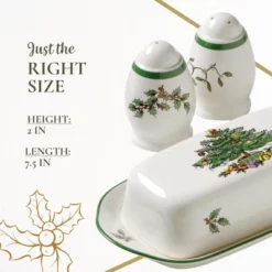 Spode Christmas Tree 3-Piece Hostess Set - Butter Dish With Lid, Salt Shaker, Pepper Shaker - Dishwasher Safe Collectible Gift Set -Spode GUEST 4fc7d195 c184 469a bbd1 7abaa94c9af3