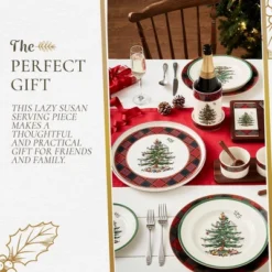 Spode Christmas Tree Lazy Susan - Tartan Plaid, Non Skid 360 Degree Rotation, Holiday Space Saver For Kitchen, Cabinet, Pantry -Spode GUEST 517c6868 2e85 4622 9ea7 79d9c1b5ec16