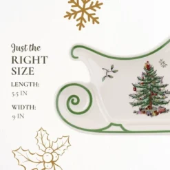Spode Christmas Tree Embossed Sleigh Plate, 9" Serving Festive Serving Dish - Fine Porcelain Decorative Holiday Platter -Spode GUEST 58f9fe97 7331 48e6 bb73 2b16a86ffba1