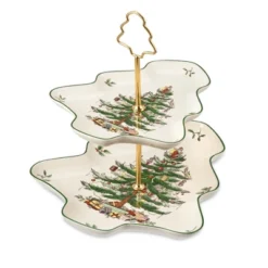 Spode Christmas Tree 2-Tiered Server, Tree-Shaped - Holiday Cupcake Stand, Dessert Display Set, Porcelain Serving Platter, 10" & 8", Dishwasher Safe -Spode GUEST 5e28732e 3c17 41f6 954d e30d7eedde71