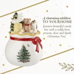 Spode Christmas Tree Candy Bowl With Lid, 8" Fine Earthenware Christmas Candy Storage Jar - Great For Festive Decor & Gifting -Spode GUEST 5fb4f8a3 e3b6 403b aea1 1b94420ac1a4