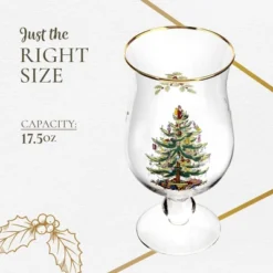 Spode Christmas Tree 17.5oz Tulip Glasses, Set Of 4 - Gold-Rimmed Whimsical Holiday Glasses For Sparkling Wine And Champagne -Spode GUEST 63f555e7 73fa 4d28 9083 72400640209e