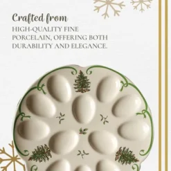 Spode Christmas Tree Deviled Egg Plate, 13 Inch Holiday Egg Serving Platter - Christmas Tree & Mistletoe Motif, Fine Porcelain, Dishwasher Safe -Spode GUEST 664c5d2c 7ca7 4527 b4e9 e454bcbf4db4
