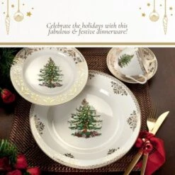 Spode Christmas Tree Gold Dinner Plate, 10.5-Inch Porcelain Dinner & Appetizer Plate, Microwave & Dishwasher Safe, Festive Collectible Dining Plate -Spode GUEST 6671d03d 8a22 4ba5 a0a7 72ae4ff31eed