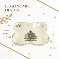 Spode Christmas Tree Devonia Tray - 8.5 Inch Festive Serving Bowl In Fine Earthenware For Salad, Pasta, Fruit - Microwave, Dishwasher, Oven Safe -Spode GUEST 684ec43a 5323 49a2 b010 aa864eedd32e