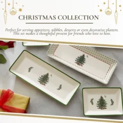Spode Christmas Tree 3-Piece Dessert Trays, Collector Serveware - Holiday Dinnerware & Decorative Tray, Holiday Winter Serving For Occasions -Spode GUEST 69a66bb4 3da4 4aaa a19c a6528199870d