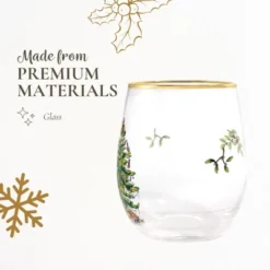 Spode Christmas Tree 19oz Stemless Wine Glasses, Set Of 4 - Vintage-Inspired Holiday Drinkware With Cozy Seasonal Charm -Spode GUEST 6b3c45a4 e6d9 4d55 b770 51d0c693f09b