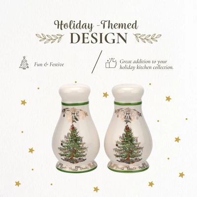 Spode Christmas Tree Gold Salt And Pepper Shaker Set, 2-Piece, Christmas Gift/Stocking Stuffer For Collectors & Holiday Enthusiasts 4 Spode Christmas Tree Gold Salt And Pepper Shaker Set, 2-Piece, Christmas Gift/Stocking Stuffer For Collectors & Holiday Enthusiasts - Image 2