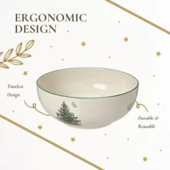 Spode Christmas Tree 5.5-Inch Fruit Salad Bowl - Versatile Earthenware Bowl For Cereal, Desserts - Dishwasher, Microwave, Freezer, Oven Safe -Spode GUEST 6da14cbd 40ff 4a16 899c 0cd4689e5cbd