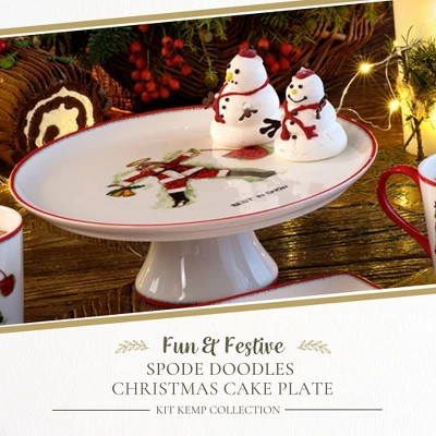 Spode Kit Kemp Doodle 10.7" Cake Stand - Best In Snow Doodle - Whimsical Santa Illustration, Fine China Cake Display For Elegant Dessert Presentation 3 Spode Kit Kemp Doodle 10.7" Cake Stand - Best In Snow Doodle - Whimsical Santa Illustration, Fine China Cake Display For Elegant Dessert Presentation