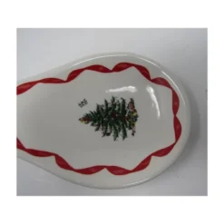 Spode Christmas Tree Ribbons Spoon Rest, 9.25" Festive Holiday Cooking Utensil Holder, Fine Earthenware - Dishwasher Safe, Christmas Kitchen Décor -Spode GUEST 6fb73b22 079c 4c57 8f30 fdbff401e701