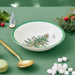 Spode Christmas Tree Ascot Cereal Bowls Set Of 4, Use For Breakfast, Oatmeal, Cereal, Or Soup Made Of Fine Earthenware, Measures 8-Inch -Spode GUEST 712b6f4d e991 4d5f 9150 f761ce13d6d9