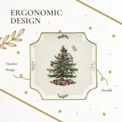 Spode Christmas Tree Canape Plate - 8" Holiday Serving Dish - Fine Porcelain With Red Border, Dishwasher Safe - Ideal Christmas Tableware -Spode GUEST 764da9ea d772 4b2f b044 70fd7d273b15
