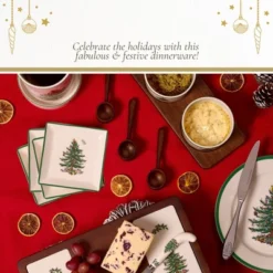 Spode Portmeirion Christmas Tree Tidbit Square Plates (Set Of 4) - 5" Ceramic Plates For Canapés, Sweets, And Desserts - Dishwasher, Microwave, Freezer Safe -Spode GUEST 77666b04 b9df 45e6 9ee4 29dfd81f6f74