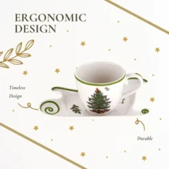Spode Christmas Tree Large Coffee Mug With Saucer, Jumbo Teacup, 18oz Cup With Sleigh Shaped Plate, Festive Serveware, Holiday Gift -Spode GUEST 776739f6 d0da 4d49 807c fb9248e96a9b