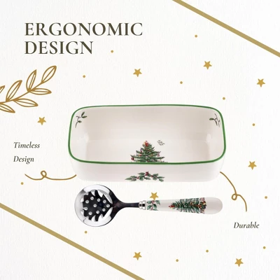 Spode Christmas Tree Cranberry Sauce Serving Dish With Slotted Spoon (8"x 4.25") - Server With Holiday Motif - Dishwasher, Microwave, Freezer Safe 7 Spode Christmas Tree Cranberry Sauce Serving Dish With Slotted Spoon (8"x 4.25") - Server With Holiday Motif - Dishwasher, Microwave, Freezer Safe - Image 5