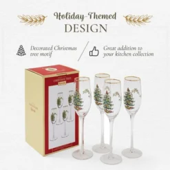 Spode Christmas Tree Gold 8.5oz Champagne Flutes (Set Of 4) - Gold Rimmed Glasses, Festive Holiday Drinkware For Christmas Dinner, Wedding Gifts -Spode GUEST 78dfdcfc 5abe 4c00 abc7 2682db6e2724