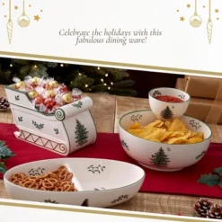 Spode Christmas Tree Figural Sleigh, 7.5" Dolomite Decorative Holiday Sleigh For Christmas Table Decor, Candy Holder, Snack Dish -Spode GUEST 7981daa3 3811 4830 9920 02fc418612d9