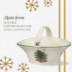 Spode Christmas Tree Candy Basket, 5.75-Inch Candy Bowl With Handle, Fine Earthenware Christmas Gift, Festive Holiday Serveware & Holiday Display Bowl -Spode GUEST 7987fe3e e7b9 471c 92f1 6caedef46480