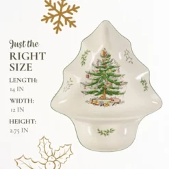 Spode Christmas Tree Chip And Dip Tree-Shaped Dish - 14-Inch Porcelain Holiday Serveware - Dishwasher, Microwave, Freezer Safe -Spode GUEST 7ad6b3bd b8c7 444a a486 640e9dfcff59