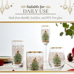 Spode Christmas Tree 8.45 Fl. Oz. Footed Champagne Flute (Set Of 4), Polka Dot - Sparkling Wine Glasses For Holiday Celebrations -Spode GUEST 7efc685b ec0f 40a5 b182 6f10ac499f7e