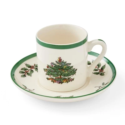 Spode Christmas Tree Espresso Cup & Saucer Set (Set Of 4) - Festive 3 Ounce Coffee Mugs With Saucers, Fine Earthenware - Dishwasher & Microwave Safe 5 Spode Christmas Tree Espresso Cup & Saucer Set (Set Of 4) - Festive 3 Ounce Coffee Mugs With Saucers, Fine Earthenware - Dishwasher & Microwave Safe - Image 3