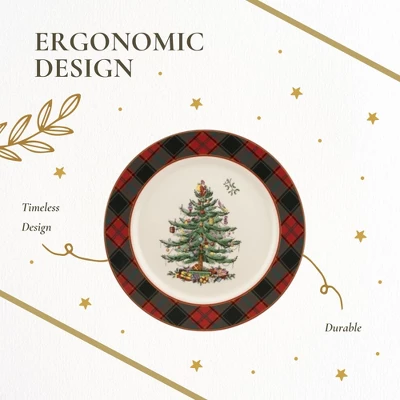 Spode Christmas Tree Tartan 12" Buffet Plate - Classic Christmas Design With Tartan Border - Dishwasher, Microwave, Freezer Safe 6 Spode Christmas Tree Tartan 12" Buffet Plate - Classic Christmas Design With Tartan Border - Dishwasher, Microwave, Freezer Safe - Image 5